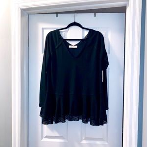 Black Ribbed Top From A Beautiful Soul. Size 14/16